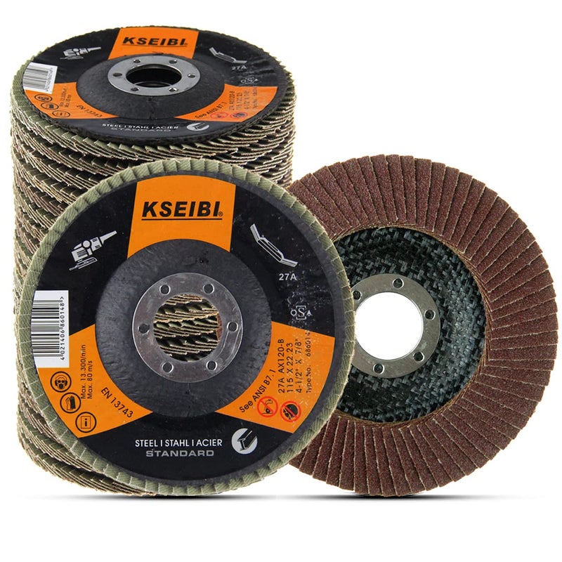 KSEIBI Aluminum Oxide 4 1/2 Inch Auto Body Flap Disc Sanding Grinding Wheel 20 Pack (Mixed 20 Pack) 686062 - Image 1